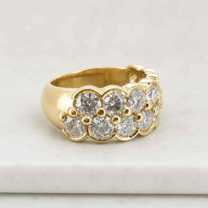2.00 CT Round Cut Natural White Diamond Double Row Anniversary Wedding Band