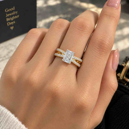 2.00 Carat Emerald Cut Lab Diamond Solitaire Ring, 14K White Gold CVD Diamond Engagement Ring, Four Prong Set Eco Friendly Diamond Ring

