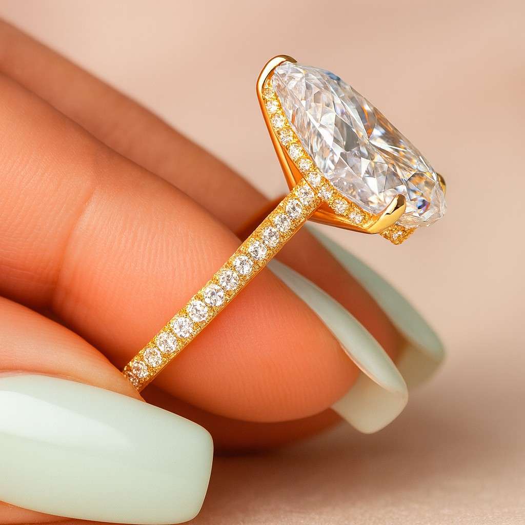 2.00 Carat Pear Cut Conflict Free Diamond Halo Accent Ring Lab Grown Diamond Prong Set Wedding Ring 14K White Gold Diamond Ring For Love