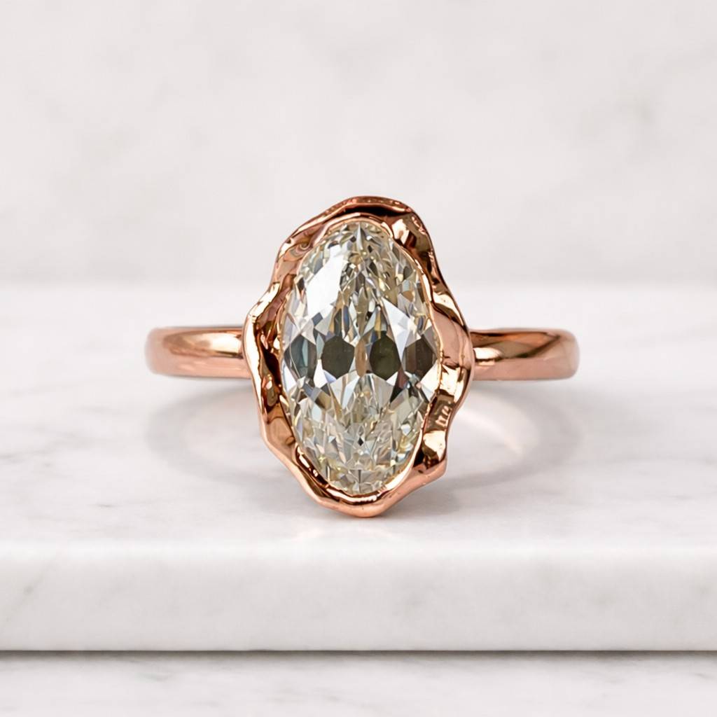 2.00 ctw 14k oval shaped minimalist bezel setting lab grown diamond engagement ring