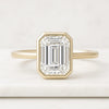 14K Gold Emerald Cut Lab Created Diamond Bezel Set Wedding Ring