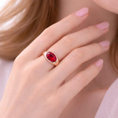 2.00ct Oval Garnet Rings Bezel Settings