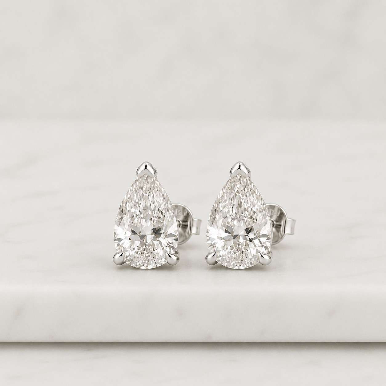 2.0 carat pear cut lab diamond earrings