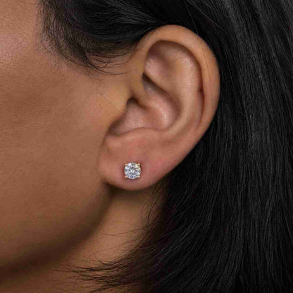 2.0 CT Each Round Lab Grown Diamond Stud Earrings – IGI Certified Round Diamond Earrings
