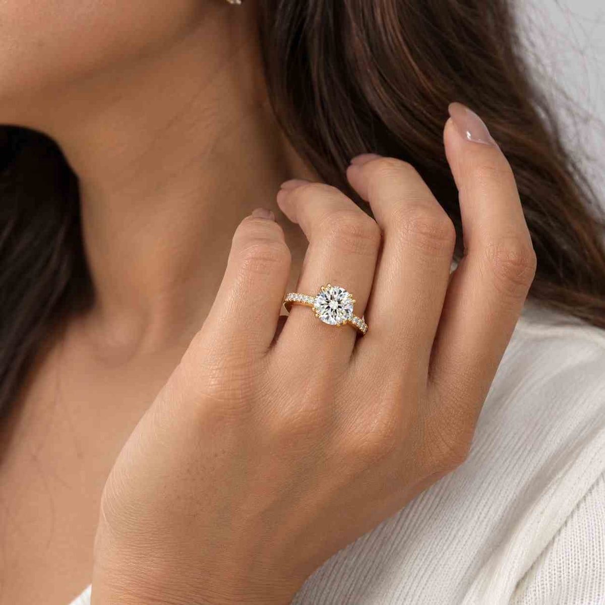 2.0 CT Oval Lab Grown Diamond Engagement Ring, Marquise Side Stones
