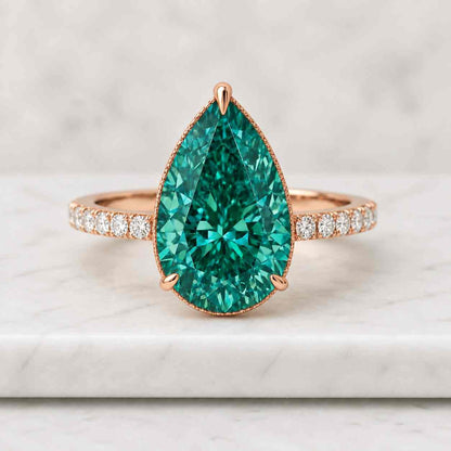2.0 CT Pear Lab Grown Diamond Engagement Ring, Marquise Side Stones

