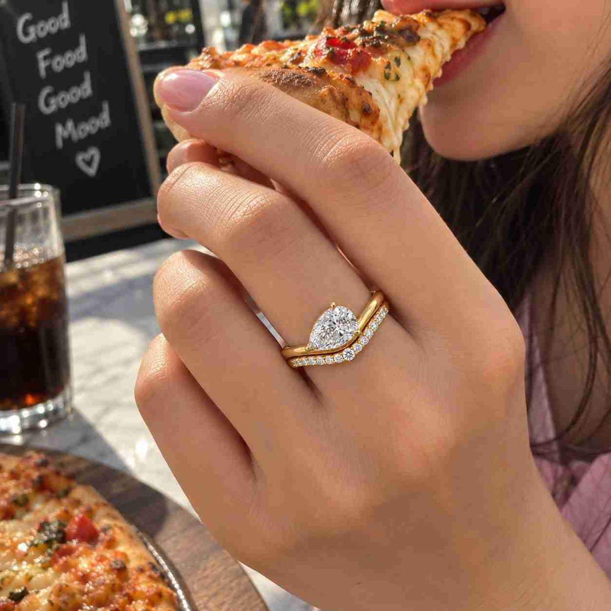 2.0 ct pear moissanite engagement ring, pear engagement ring, 14k rose gold wedding ring, solitaire pear diamond ring,gift,anniversary ring
