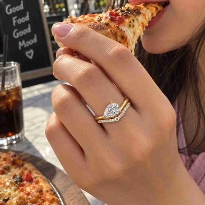 2.0 CT Pear Moissanite Engagement Ring, Pear Engagement Ring, 14K Rose Gold Wedding Ring, Solitaire Pear Diamond Ring,Gift,Anniversary Ring
