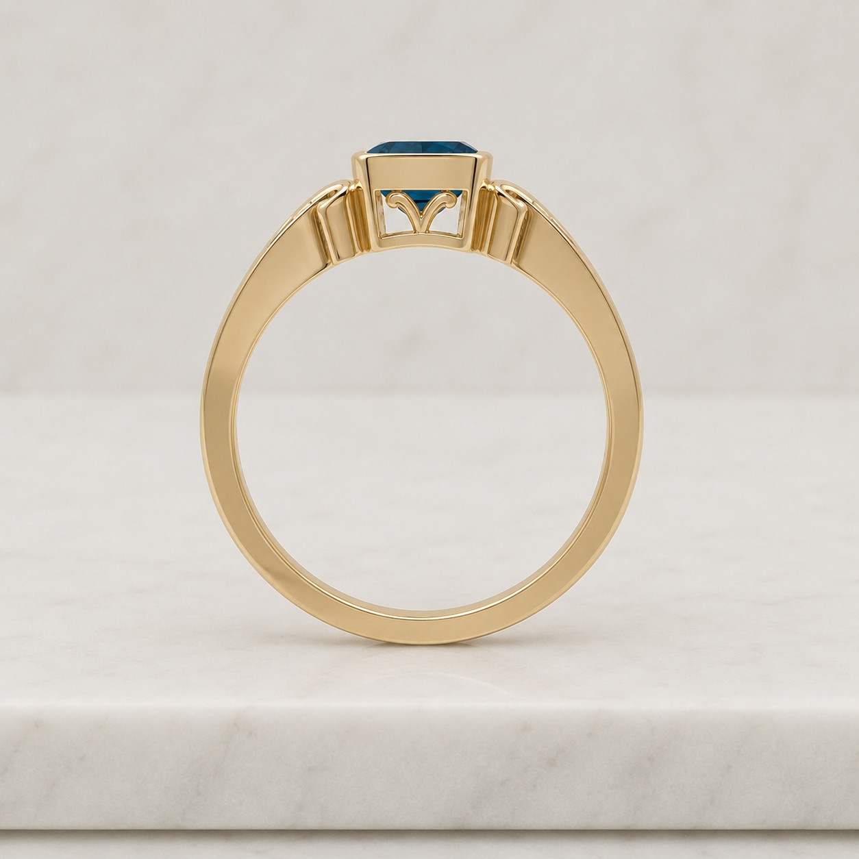 2.0ct vintage cushion cut london blue topaz engagement ring solid gold leaf milgrain filigree crossover band diamond art deco ring jewelry

