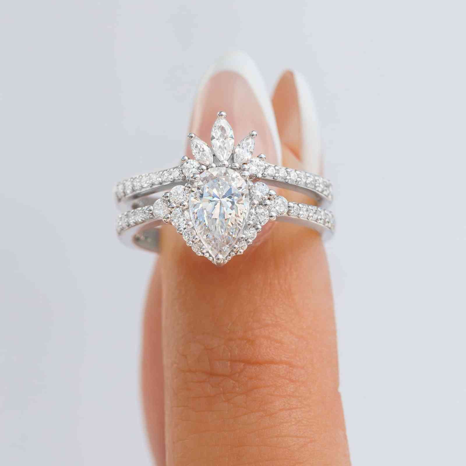 2.10 Ct Lab Grown Diamond Round Solitaire Engagement Ring Set