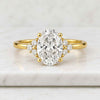 Oval Cut Lab Grown Diamond Side Stone Anniversary Ring