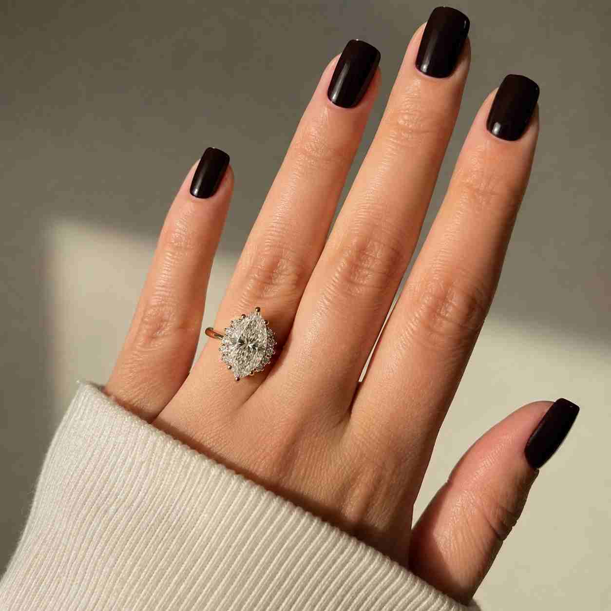 2.19 ctw marquise cut lab grown diamond engagement ring with igi certified diamonds | round and marquise side diamonds
