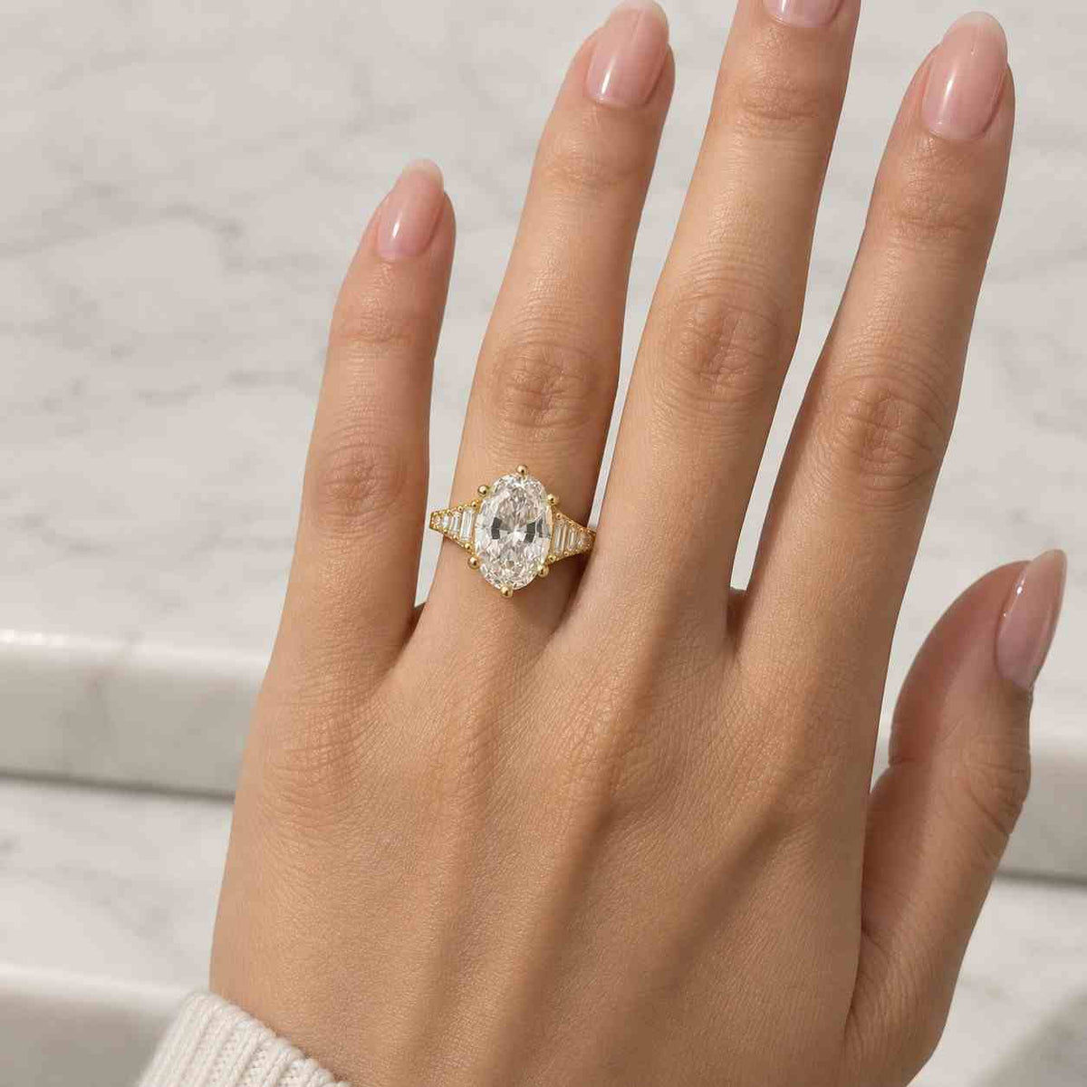2.20 CTW Marquise Cut Lab Grown Diamond Engagement Ring With Side Kite Cut Diamonds • Three Stone Ring • Ethical IGI Certified Diamond Ring
