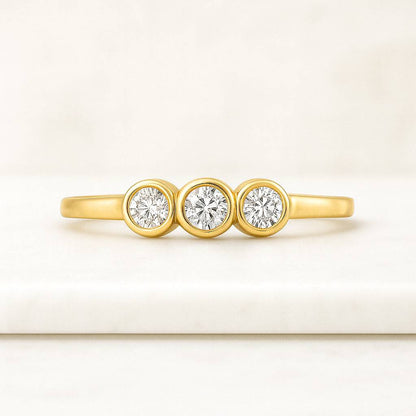 2.20 CT Moissanite Three Stone Round Diamond Engagement Ring Round Cut Moissanite Bridal Ring Solid Gold Three Stone Wedding Ring