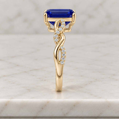 2.20 CT Stunning Bypass Halo IGI Certified Lab Diamond Emerald Cut Ring, 14K Solid Gold Engagement Band, Statement Ring, Wedding Band Ring
