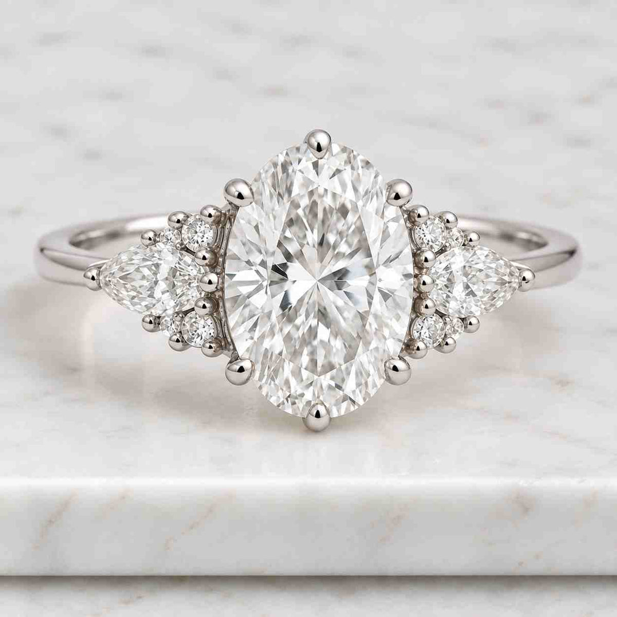 2.30 ctw three stone oval cut diamond engagement ring