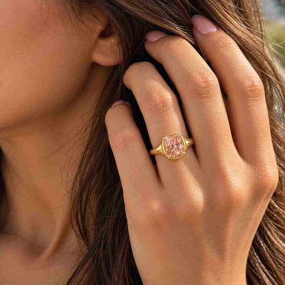 2.50Ct Elongated Cushion Cut Lab Grown Diamond or Moissanite Solitaire Engagement Ring, Hidden Halo