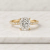 18K Elongated Cushion Cut Lab-Grown Diamond Pave Engagement Ring