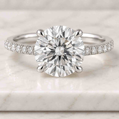 2.50Ct Oval Cut Lab Grown Diamond or Moissanite Engagement Ring, Hidden-Halo 14k Solid-Gold ring