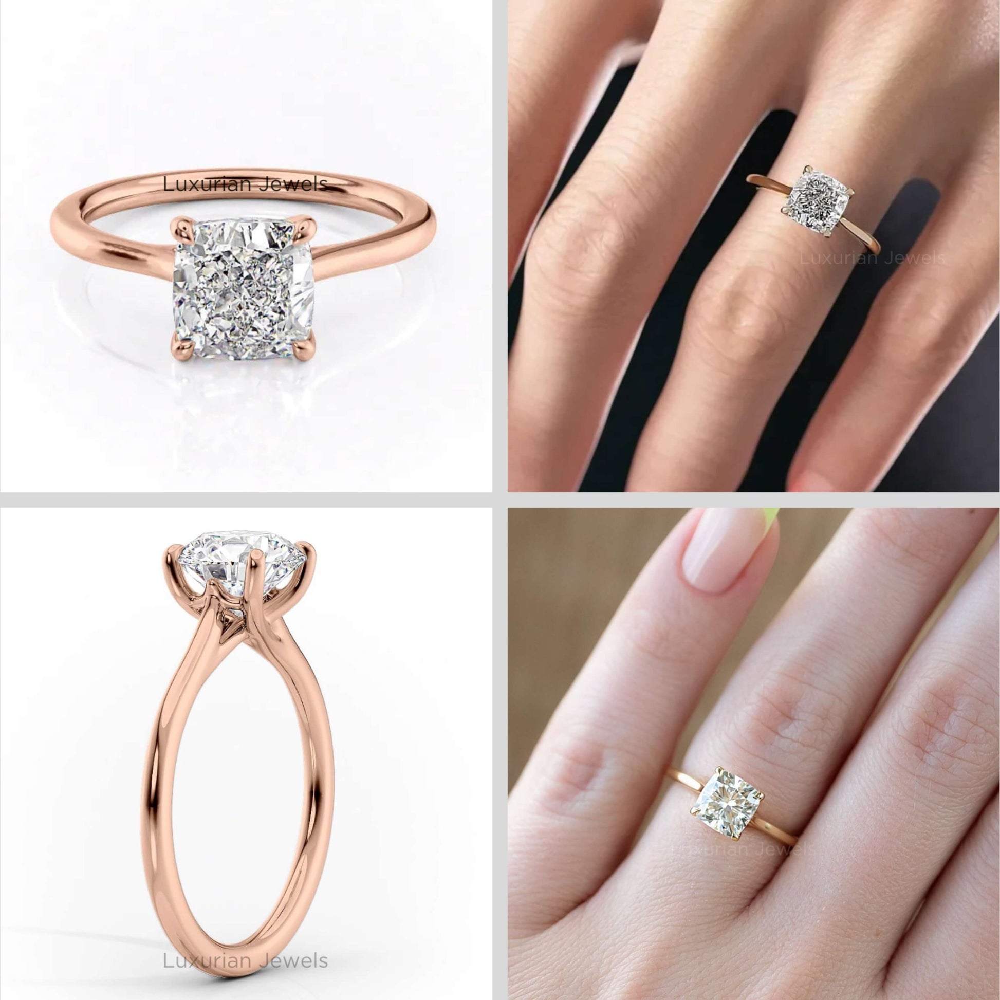 2.50 CT Cushion Cut Lab Grown Diamond Ring