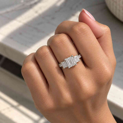 2.50  CT Emerald Cut Solitaire Moissanite Engagement Ring 14k Solid Yellow Gold Ring Gorgeous Prong Set Ring, Bridal Handmade Wedding Ring
