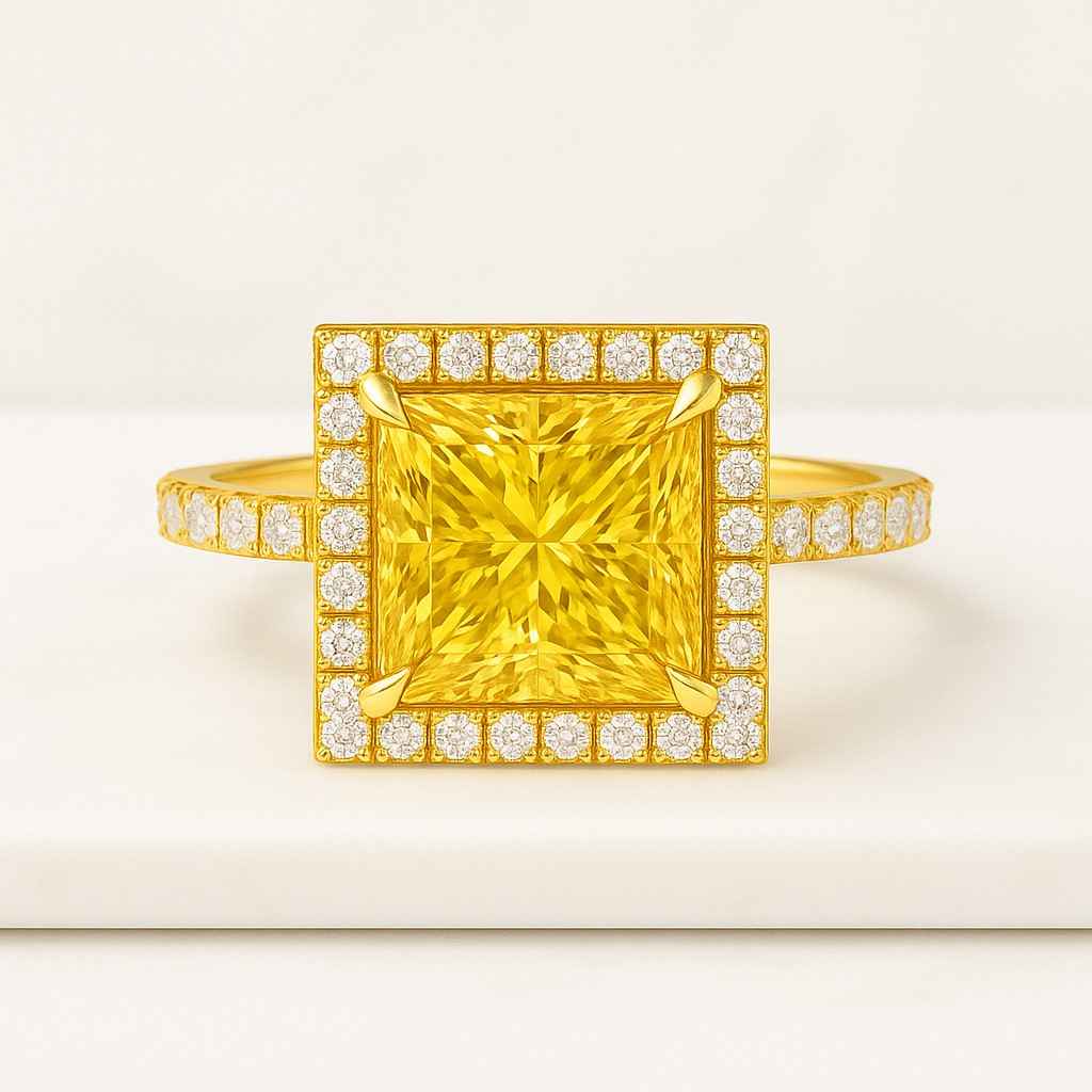 2.50 CT Princess Cut Moissanite Engagement Ring Halo Wedding Ring Pave Band Princess Halo Ring Anniversary Gift Ring for Women