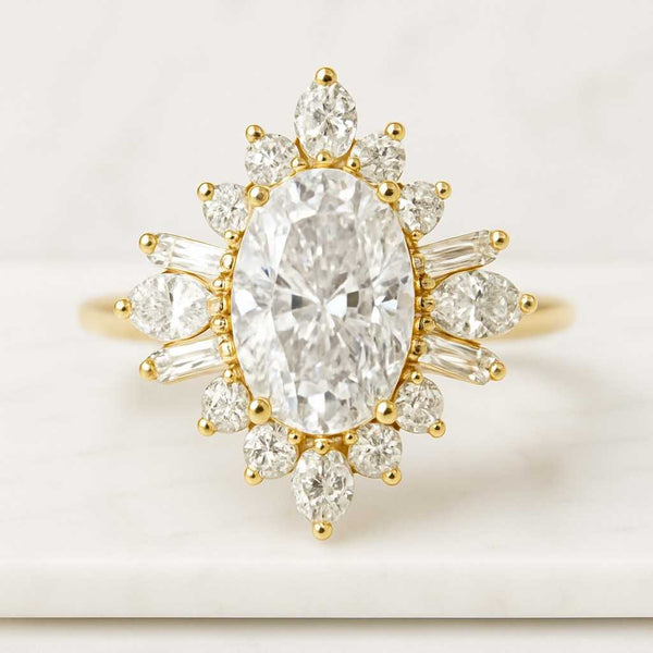 2.50 Carat Oval Cut Lab Diamond Halo Ring Pave Set Lab Grown Diamond Accent Ring, Prong Set Diamond Ring 14K White Gold Anniversary Ring