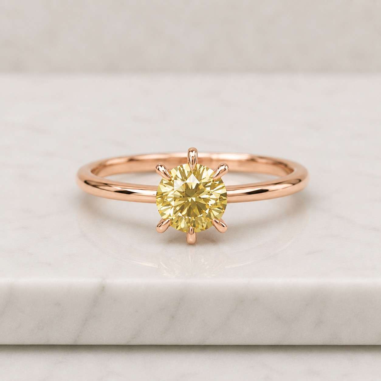 2.50 TCW Yellow Portuguese Cut Moissanite Ring • 8.5MM Round Engagement or Wedding Ring • Promise Ring • Anniversary Gift for Her
