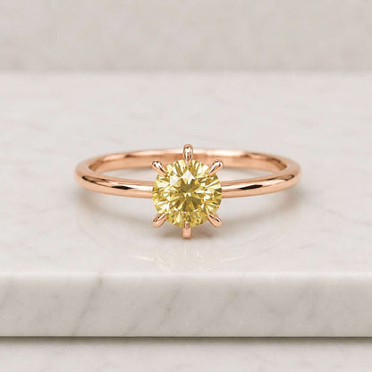 2.50 TCW Yellow Portuguese Cut Moissanite Ring • 8.5MM Round Engagement or Wedding Ring • Promise Ring • Anniversary Gift for Her
