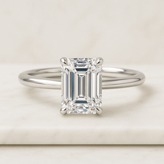 2.50ctEmeraldLabGrownDiamondEngagementRingBaguetteSideDiamondThreeStoneRingIGICertifiedDiamondRingVintageArtDecoRin