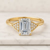 Emerald Cut Lab Grown Diamond Pave Engagement Ring