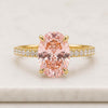 Pink Oval Cut Lab Grown Diamond Hidden Halo Pavé Engagement Ring