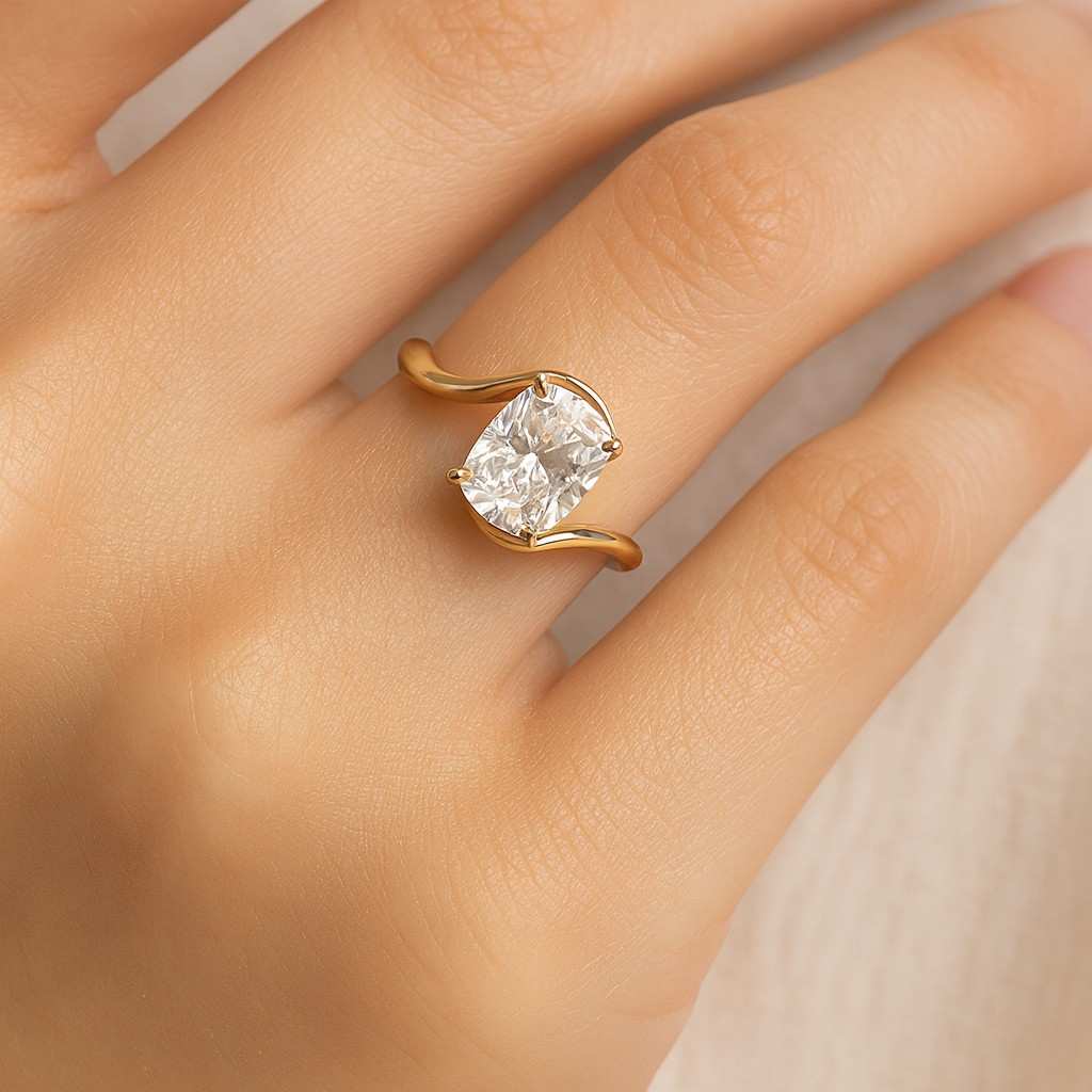 2.5 CT Marquise Cut Lab Grown Diamond Hidden Halo Engagement Ring