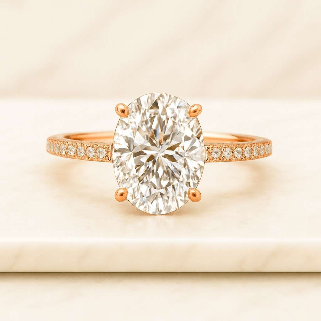 2.5 Carat E Color VVS2 Clarity IGI Certified Oval Lab Created Diamond 3 Stone Engagement Ring Side Trillion Cut Diamonds 18k Yellow Gold
