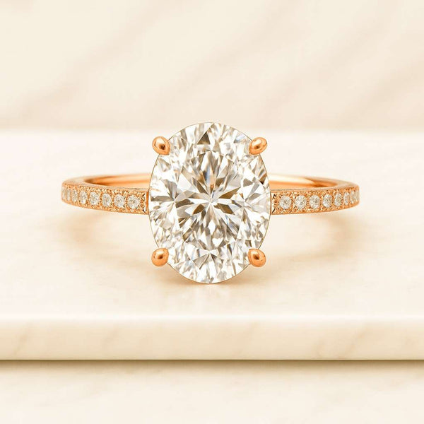 2.5 Carat E Color VVS2 Clarity IGI Certified Oval Lab Created Diamond 3 Stone Engagement Ring Side Trillion Cut Diamonds 18k Yellow Gold
