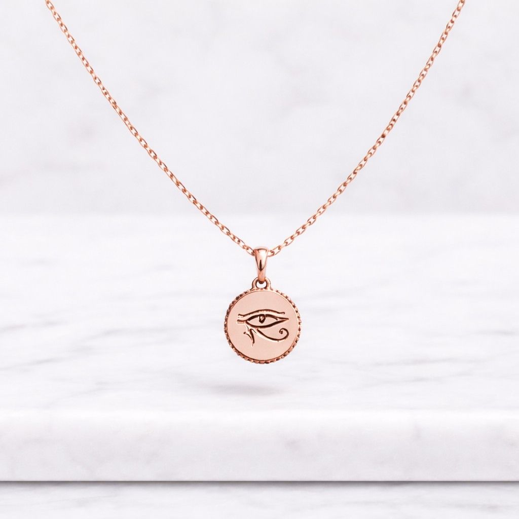 14k Gold Diamond Eye of Horus Necklace: Egyptian Protection Pendant
