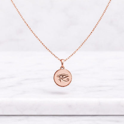 14k Gold Diamond Eye of Horus Necklace: Egyptian Protection Pendant
