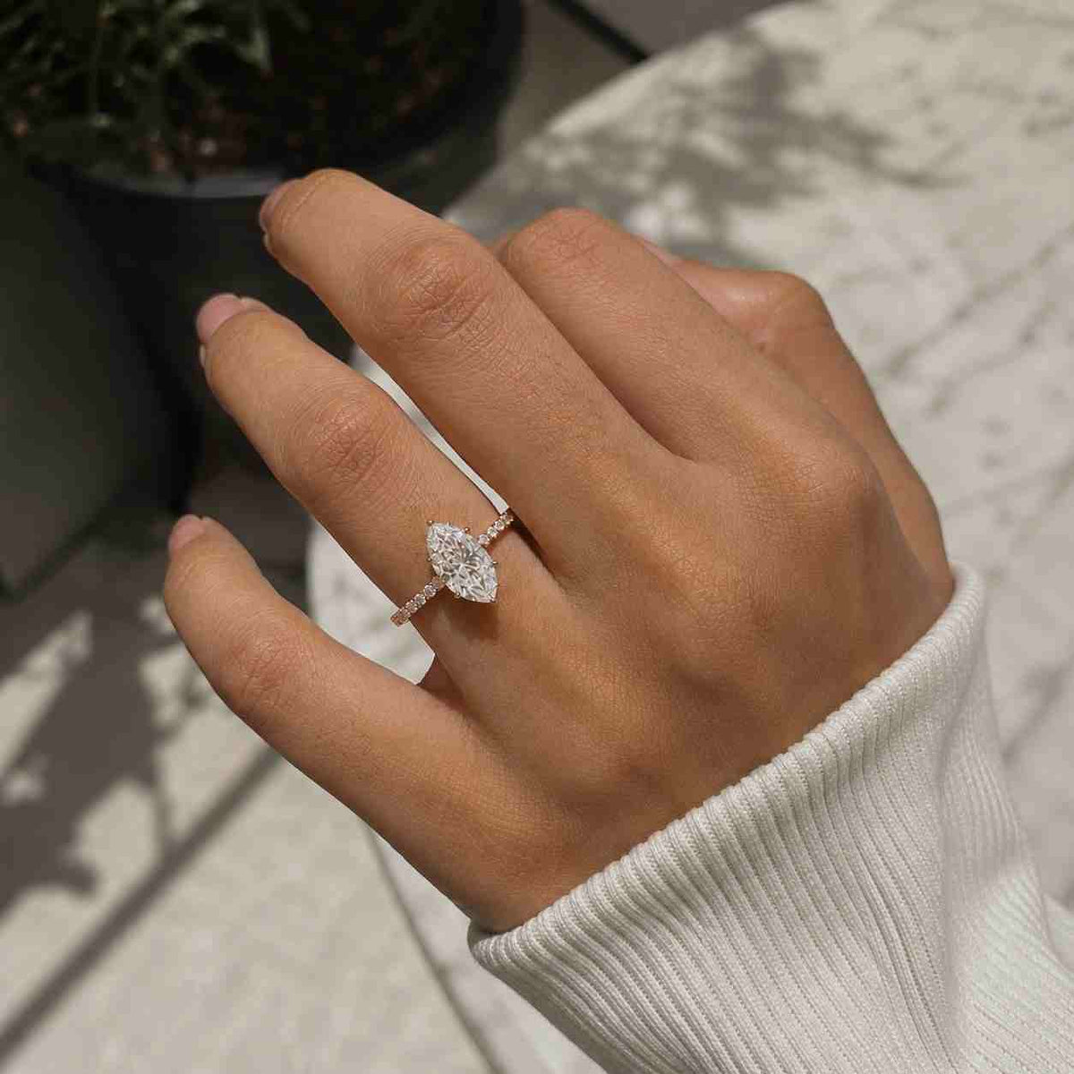 2.5 carat e color vvs2 clarity igi certified marquise cut lab grown diamond hidden halo engagement ring 14k gold perfect gift for her
