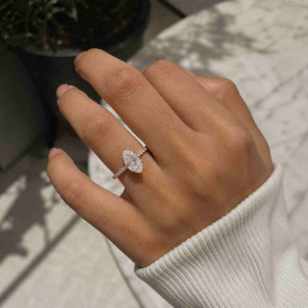 2.5 carat E Color VVS2 Clarity IGI Certified Marquise Cut Lab Grown Diamond Hidden Halo Engagement Ring 14k Gold Perfect gift for her
