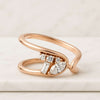14K Rose Gold Multi Diamond Wave Style Ring