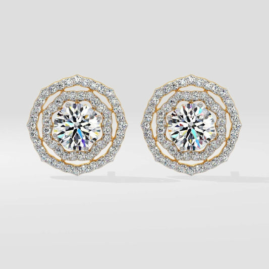2.70 CT Round Diamond Double Halo Stud Earrings