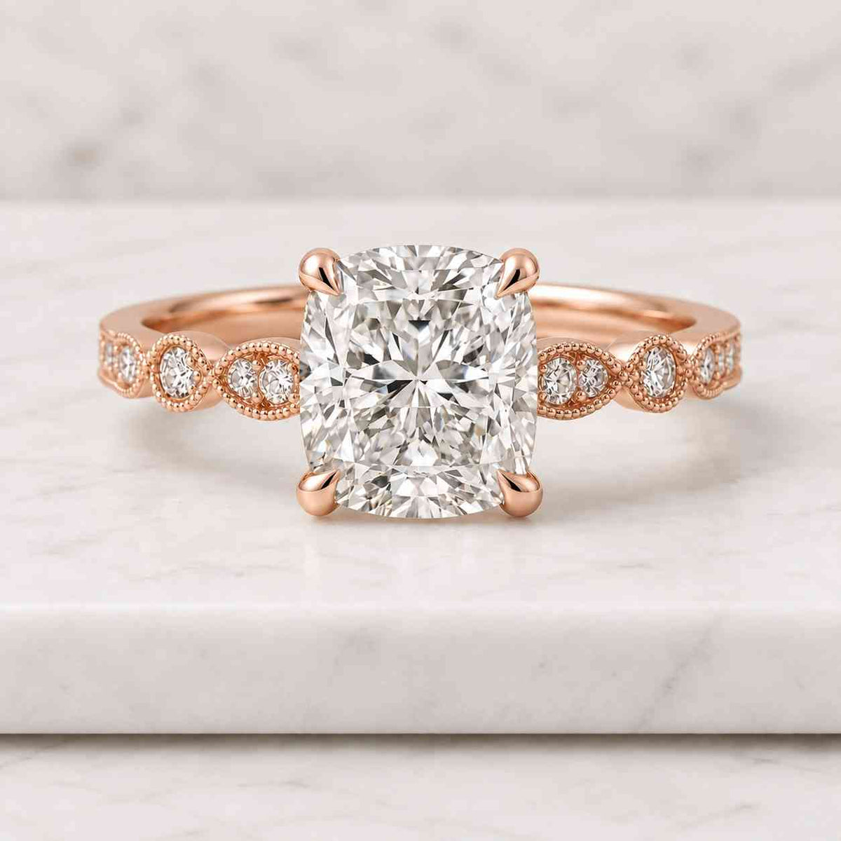 2.90 ct cushion cut moissanite ring, cushion cut three stone engagement ring, 14k yellow gold ring, promise ring for her, anniversary gift.
