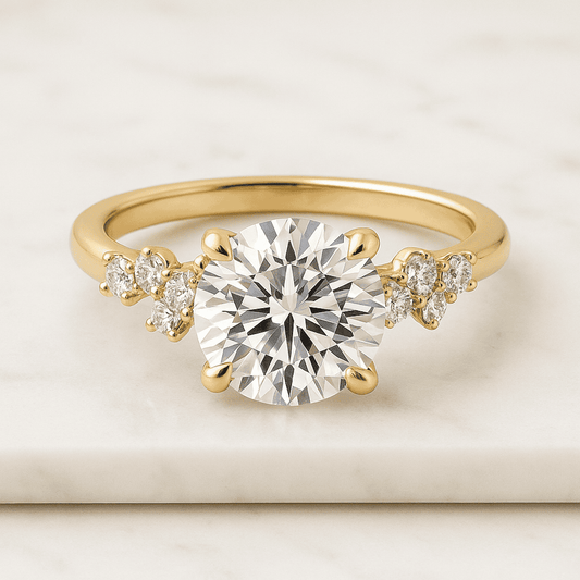 2 CT Round Cut Moissanite Solitaire Ring 14K Solid Gold Engagement Ring Hidden Halo Diamond Wedding Ring