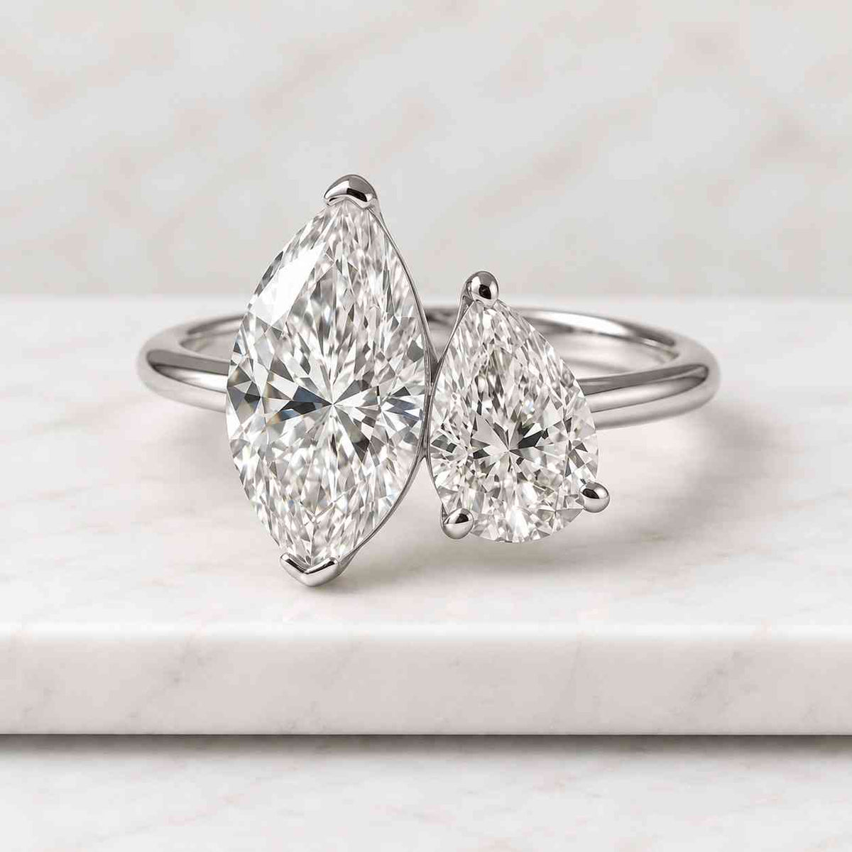 3.00CTW Pear & Marquise Lab Grown Diamond Moi et Toi Ring - IGI Certified