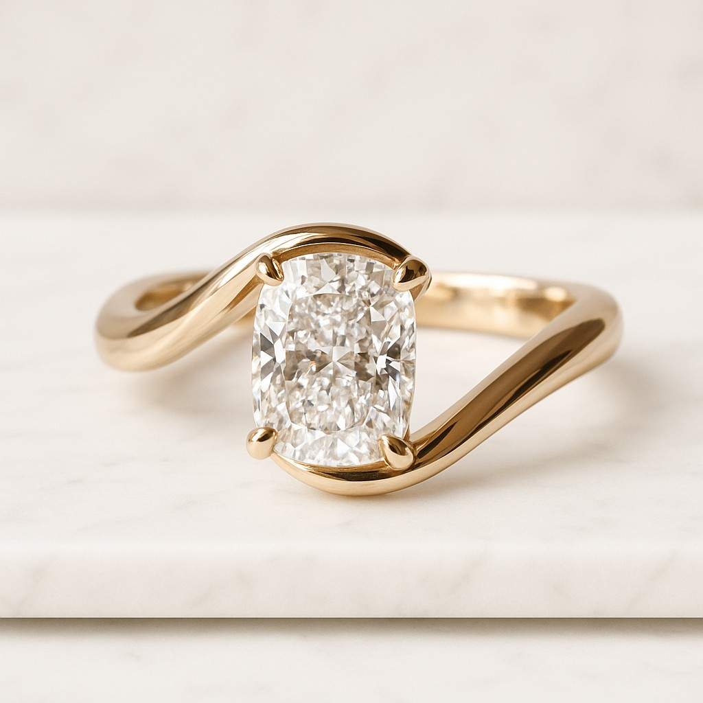 2CT Emerald Cut Lab Diamond Engagement Ring