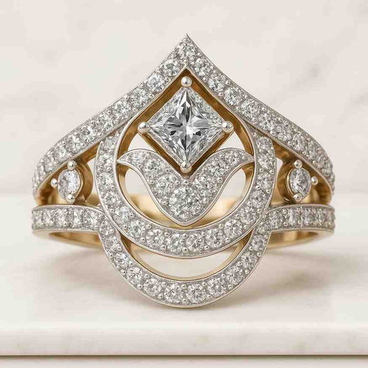 2CT Kite Moissanite Engagement Ring Set Vintage Wedding 14K Sold Gold Anniversary Sets