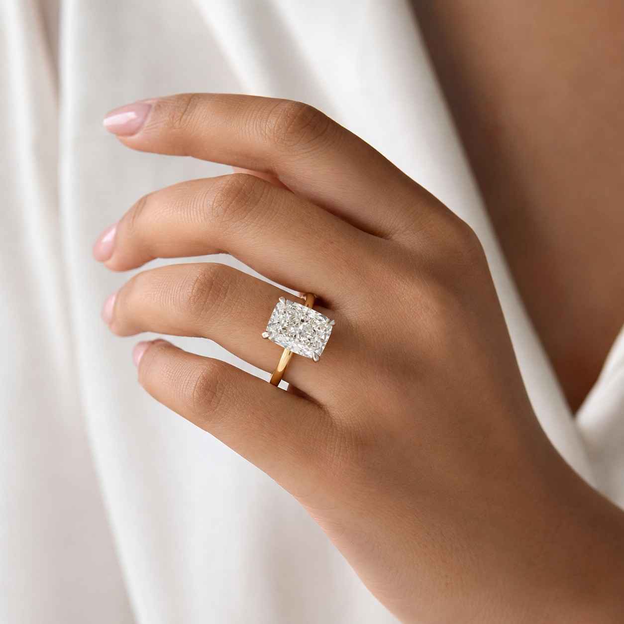 2CT Lab Grown Certified Elongated Cushion Cut Diamond Solitaire Engagement Ring, 14K Gold IGI Certified Cushion Anniversary Diamond Ring
