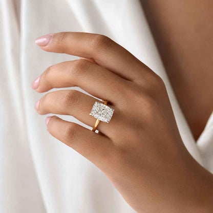 2CT Lab Grown Certified Elongated Cushion Cut Diamond Solitaire Engagement Ring, 14K Gold IGI Certified Cushion Anniversary Diamond Ring