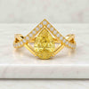 Vivid Yellow Pear Cut Lab Grown Diamond Pave Engagement Ring