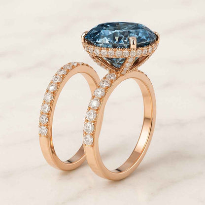 2CT oval Moissanite Engagement Ring Set 14KGold Ring Bridal Set Nature Inspired Floral Wedding Ring Unique Promise Ring Anniversary Gift